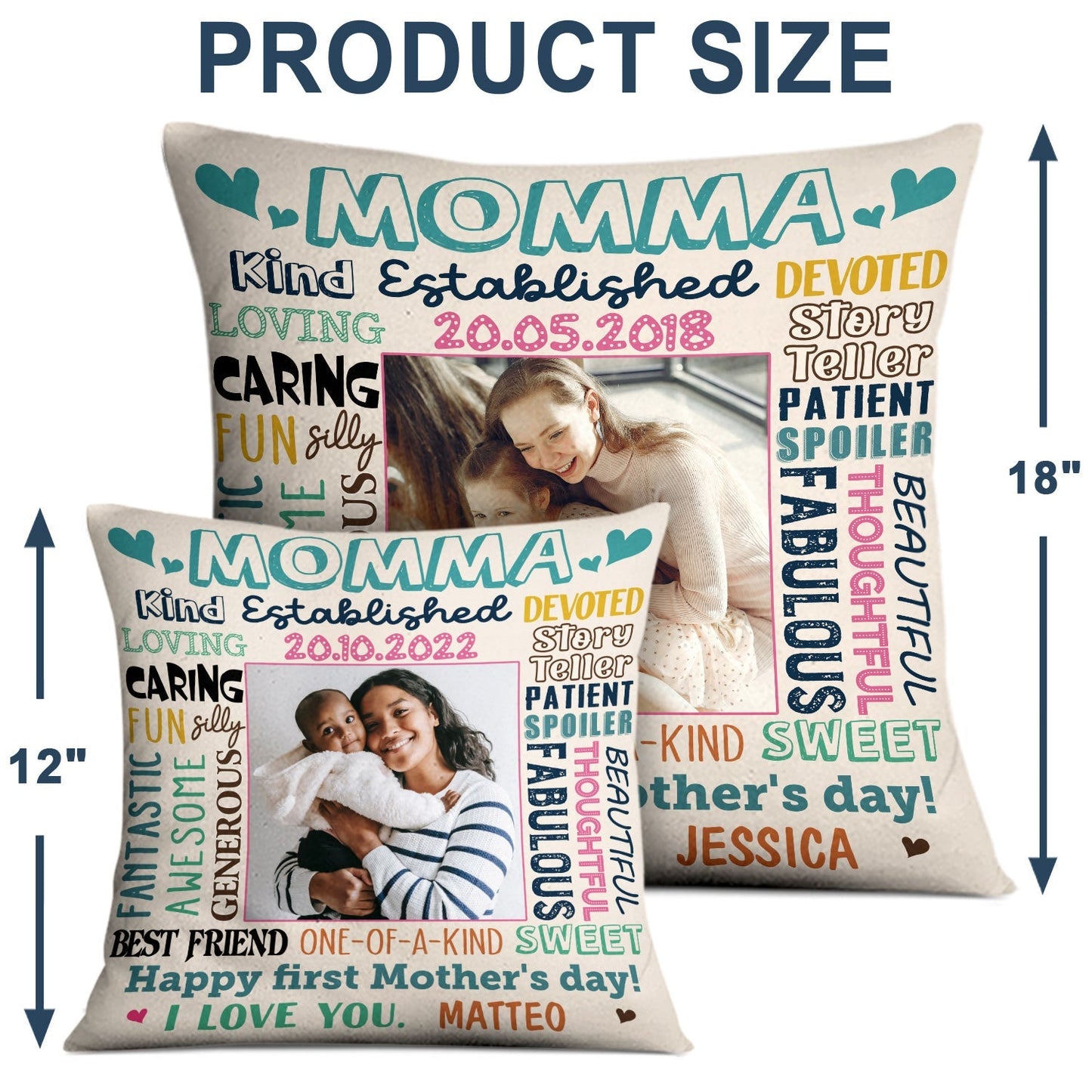 Custom Photo Kind Loving Caring Fun I Love You Nana - Birthday, Anniversary Gift For Grandma, Mom - Personalized Pillow