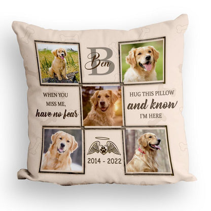 Hug This Pillow And Know I'm Here - Personalized Dog Memorial Pillow, Insert Included