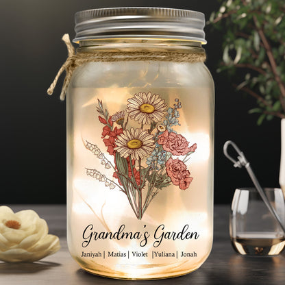 Grandma's Garden - Personalized Mason Jar Light